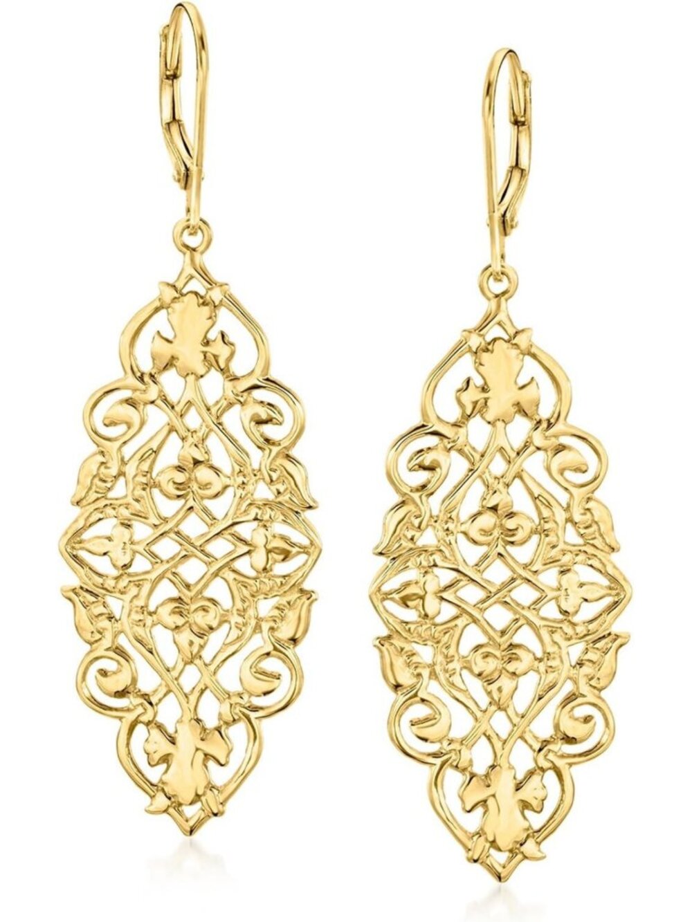 Elegant 18kt Gold Over Sterling Filigree Drop Earrings - Stylish Jewelry